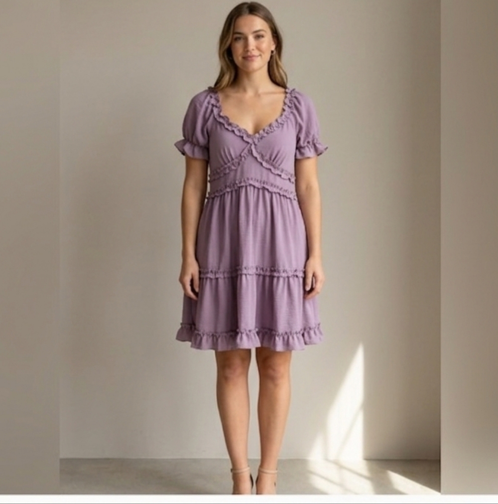Purple Ruffled Women's Dress